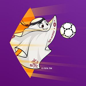 在卡塔尔举行的世界杯分组抽签仪式上，2022年卡塔尔世界杯足球赛的吉祥物「La’eeb」亮相。